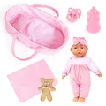 Bayer Design Cozy Set 28cm Babypuppe Tragetasche Decke Kissen & Zubehör Rosa NEU