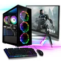 Gaming PC Komplett-Set AMD Ryzen7 5700G - Radeon Grafik - 1TB NVMe SSD - 2000GB HDD - 32GB DDR4 - Windows 11 - WLAN - MSI 27" TFT - Tastatur/Maus