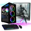 Gaming PC Komplett-Set AMD Ryzen7 5700G - Radeon Grafik - 1TB NVMe SSD - 2000GB HDD - 32GB DDR4 - Windows 11 - WLAN - MSI 27" TFT - Tastatur/Maus