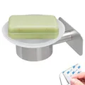 bremermann Seifenschale Bad-Serie PIAZZA TAPE - mit Klebepad, aus Glas und Edelstahl, Breite: 11 cm, 1-St.