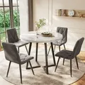 Sweiko Runder Esstisch (1 Stück), Küchentisch, einzigartiges Metallgestell, Esstisch aus modernem Marmormuster, geeignet für Esszimmer, Wohnzimm... - Weiß