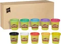 Play-Doh Rainbow Pack 10 x 56g Dosen, Bastel-Set mit hochwertiger Knetmasse in 8
