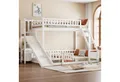 OKWISH Etagenbett Kinderbett Rutsche Geländer Kiefernholzrahmen (Kiefernholz Etagenbett,mit Rutsche & Regalen., Etagenbett), ohne Matratze