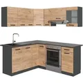 Vicco Rick Eckküche Anthrazit/Goldkraft Eiche 187 x 167 cm AP SchwarzRick ohne E-Geräte
