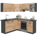 Eckküche Vicco Rick Goldkraft Eiche/Anthrazit 190 x 46 cm , AP Anthrazit, Model 38759 - Braun/Dunkelgrau