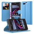 Cadorabo Hülle kompatibel mit Sony Xperia Z1 COMPACT Handyhülle aus Kunst Leder Flip Klappbare Magnetische [Standfunktion] [Kartenfächern] Cover Hülle für Sony Xperia Z1 COMPACT Tasche in Blau