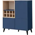 Komodee Sideboard, Blau, Hellbraun, Metall, 1 Fächer, Rechteckig, 89.9x102x35 cm, Wohnzimmer, Regale, Weinregale