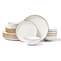 VEVOR Geschirr-Set, Service für 6 Personen, runde Teller und Schüssel-Sets, kratzfestes Keramikgeschirr, spülmaschinen- und mikrowellengeeignetes Küchengeschirr, für Dessert, Salat, Suppe, Nudeln