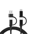 Multi Ladekabel 4 in 1 Multicharger in schwarz für Galaxy & iPhone USB-C, Lightning, USB