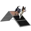 PawHut Hunde Agility Steg, Agility-Ausrüstung für Hunde mit rutschfeste Oberfläche, A-Rahmen, höhenvertstellbar Agility-Gerät belastbar bis 40 kg, für Garten, 173 x 59 x 66 cm, Grau