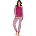 comtessa Schlafanzug Lovely Dreams (Set, 2 tlg., 2-teilig) Damen Pyjama lang Baumwolle Langarm Frottee geknöpft große Größen lila 38