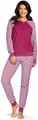 Damen Schlafanzug COMTESSA 2- teilig Pyjama lang Frottee Baumwolle beere Gr.38
