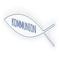 itenga Türschild Tischdeko Aufsteller Fisch blau Kommunion 30,0 x 11,5 cm