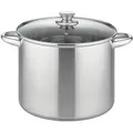 GSW Gemüsetopf Rigo, Edelstahl, Metall, 10 L, ISO 9001, backofengeeignet, hitzebeständige Griffe, rostfrei, Griffe werden nicht heiß, hitzebeständig, optimale Wärmeverteilung, leichte Reinigung, verkapselter Sandwichboden, Hohlgriffe,mit Dampfablass, backofengeeignet, Kochen, Töpfe, Kochtöpfe