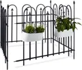 Relaxdays Gartenzaun Metall GOTH Komplettset 4,8 m, Metallzaun aus Eisen, 4 Zaunelemente 90 x 120 cm, anthrazit, schwarz