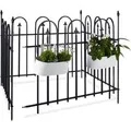 Relaxdays Gartenzaun 4er Set Eisen Schwarz Steckbar Erweiterbar 480 cm