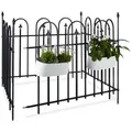 Relaxdays Gartenzaun Metall 4er Set GOTH Schwarz