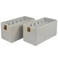 hausleben® 2er Set Aufbewahrungsbox mit 6 Fächern – Faltbare Stoffbox 30x15x15cm – Organizer für Unterwäsche, Socken, Gürtel – Leinenoptik Creme/Nature – Schubladenbox stabil