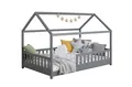 Ticaa Hausbett Kay mit Rausfallschutz aus Kiefer, Kinderbett 100x200, inkl. Dach, mit Rollrost