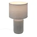 Nachttischlampe E14 Stoffschirm Tischlampe Kabelschalter Keramik Grau 37,5 cm