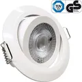 6x LED Einbaustrahler Ultraflach 5 Watt Weiß schwenkbar 230V Rund warmweiß Deckenstrahler Spot Deckenspot Lumira SL-82 - Weiß