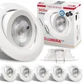 max K O M F O R T - 6x LED Einbaustrahler Ultraflach 5 Watt Weiß schwenkbar 230V Rund warmweiß Deckenstrahler Spot Deckenspot Lumira