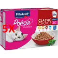 5 X Vitakraft Cat Poesie Classique 12 Buste Da 85 Grammi (3 Pollo, 3 Tacchino,