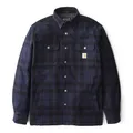 Carhartt Hemdjacke für Herren, lockere Passform, Flanell-Sherpa-Futter, Marineblau, Klein
