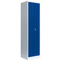 Lüllmann Spind für 1 Personen komplett montiert Kleiderspind Schwarz-Weiss-Trennung Spindschrank 2 türig grau/blau 180x50x50 / 510401