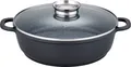 GSW Servierpfanne Gourmet Granit, Aluminiumguss, VITAFLON® GRANIT Antihaft-Versiegelung, Glasdeckel, Induktion