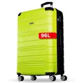 NOWI Hartschalenkoffer XL Groß - 96L Volumen - 8 Rollen 360° Drehbar - Leichter ABS Trolley mit Zahlenschloss & Teleskopgestänge - Reisekoffer (Lime, XL)