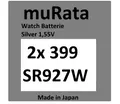 2x Murata/Sony 399 Uhren-Batterie Knopfzelle SR927W AG7 1,55V  Silberoxid
