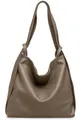 Caspar 2in1 Große Leder Rucksack Schultertasche XL Elegante Damen Handtasche - PREMIUM LINE - Modell No.786 - Made in Italy, Farbe:taupe, Accessoires:One Size