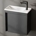 Planetmöbel Waschbecken mit Unterschrank 50 cm Gäste WC Waschbeckenunterschrank mit Waschbecken für kleine Bäder, Grau Matt