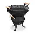 relaxdays Holzkohlegrill Grillfass 45,0 x 36,0 x 40,0 cm, 1 St.