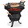 Relaxdays Grillfass Gusseisen Hellbraun,Schwarz