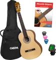 Cascha Student Series 4/4 Konzertgitarre Bundle Einsteiger Gigbag Zubehör Natur