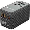 Verbatim UTA-06 GaN III USB Ladegerät 100 W 2x USB-A, 2x USB-C USB PD, USB PD 3.0, QC 4+, Fast Charge, SuperCharge, Adaptive Fast Charge, PPS Schwarz, Grau GaN