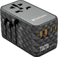 GaN III-Universal-Reiseadapter UTA-06, 100 W, USB-A, USB-C, Schwarz