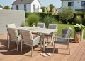 KONIFERA Garten-Essgruppe Edessa, (Set, 19-tlg., 6x Sessel, 6x Sitzauflagen, 6x Rückenauflagen,1x Tisch), bestehend aus 6 Sesseln mit Auflagen, 1 Tisch
