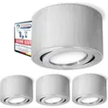 4er Set CELI-1A Deckenspot LED flach - 4x Aufbauleuchte in Alu gebürstet inkl. fourSTEP LED 4W neutralweiß Dimmbar ohne Dimmer