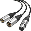 Professionelles XLR Y Splitter Kabel - 2 Stecker auf 1 Buchse - Schwarz - 20 AWG