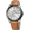 Festina Quarzuhr Calendario Titanium F20699/1, Armbanduhr, Herrenuhr, Lederarmband, analog, Tag, Wochentag braun