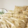 elegante Mako-Satin Bettwäsche Maison Leaves gold Kissenbezug einzeln 80x80 cm - gelb