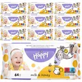 bella baby Happy Babyfeuchttücher Milch & Honig, 10er Pack (10 x 64 Stück), Feuchttücher für Babys im Vorratspack, feuchtigkeitsspendend