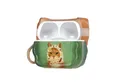 kwmobile Kopfhörer-Schutzhülle In-Ear Kopfhörer Case für Apple Airpods Pro 2 / Pro 1, Hülle mit Karabiner - Headphones Case - Katze mit Tuch Design
