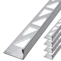Dalsys Fliesenschiene Fliesenprofil Edelstahl L-Profil Gebürstet 2,5m x 12,5mm, Fliesenprofil