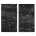 WENKO Herdabdeckplatte Marmor Schwarz, 2er set, Kochplattenabdeckung und Glas-Schneidebrett, 53873100, Mehrfarbig