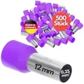 500 Stück Kalitec AE02512VI Aderendhülsen isoliert 0,25mm2 12mm lang violett I Made in Germany I Industriequalität