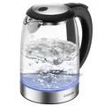 COSORI Wasserkocher Glas 1,7 Liter, Blaue LED, BPA-frei, 2200 Watt, 5 Minuten Kochzeit, Überhitzungsschutz, 360° Drehbar, Kettle aus Borosilikatglas mit Edelstahlboden und Filter